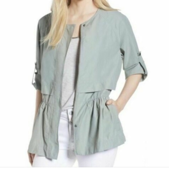 Caslon Peplum Cotton Blend Utility Jacket - Picture 1 of 9